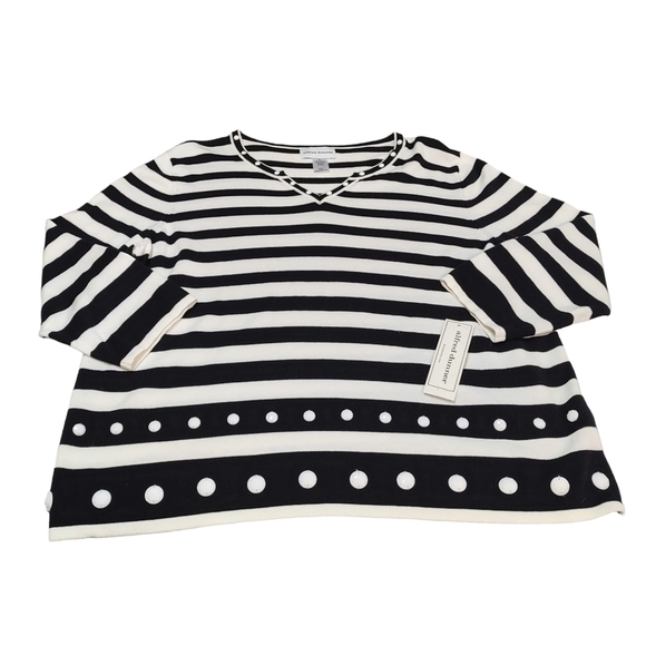 Alfred Dunner Women's Black White Striped Embellished Sweater Size XL NWT - Picture 5 of 11